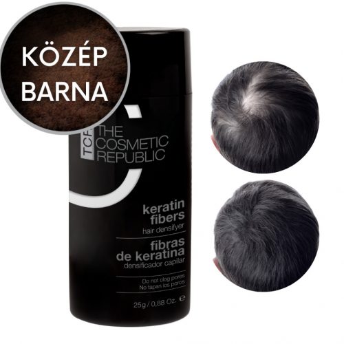 TCR Keratin Fiber - 2in1 hajépítő keratin szál és hajdúsító por - medium brown/közép barna 25g